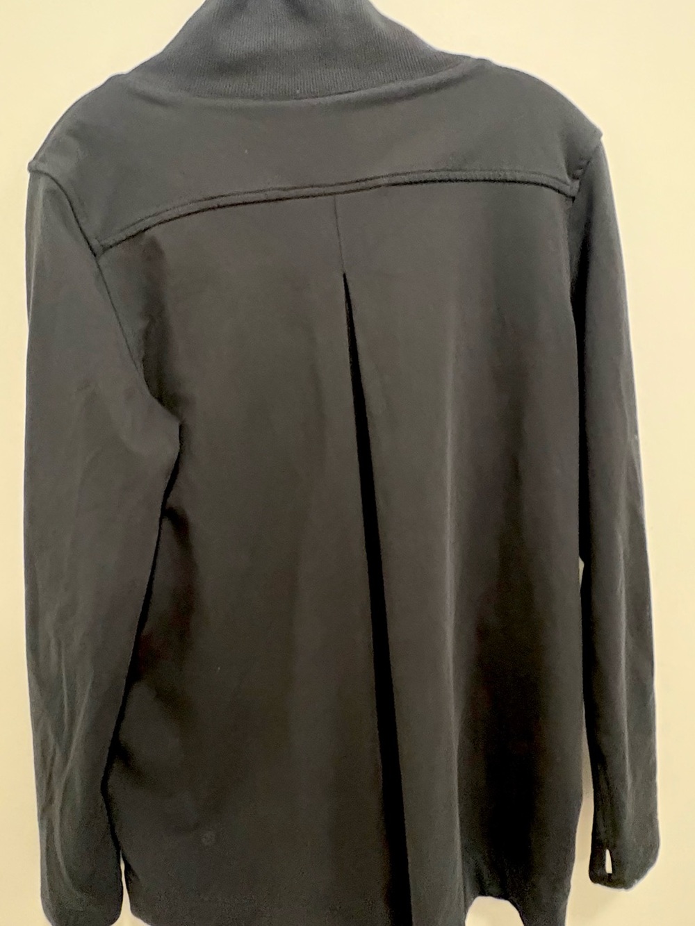 Lululemon athletic Black Asymmetrical Jacket Size 10 | Draped Snap Collar - Picture 6 of 9